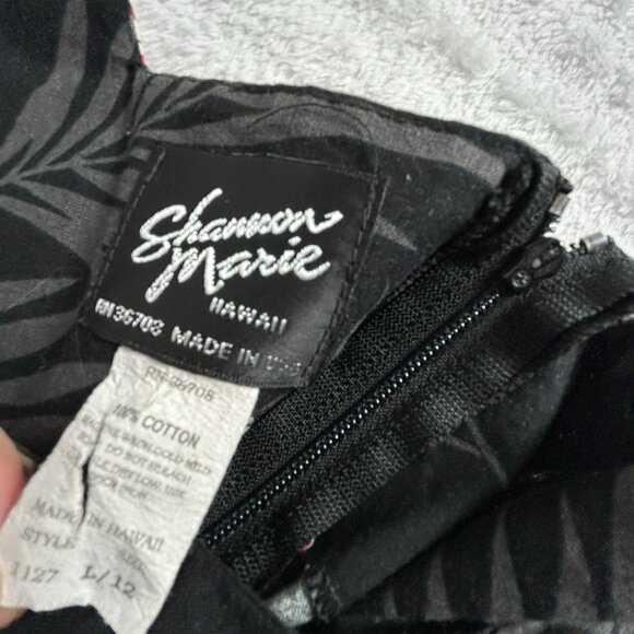 Shannon Marie Hawaii Women's Leafy Print Square Neck Mini Dress Black Large - Picture 4 of 8